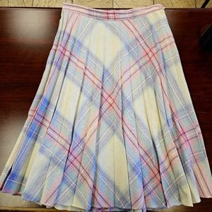Vintage 1970's Plaid Pleated Below Knee Length Skirt by Freddie's Best.